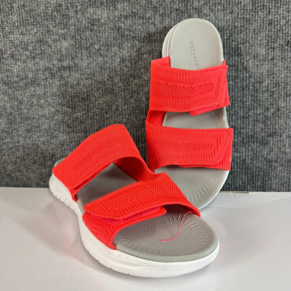 Easy Spirit Womens 7M Orange Knit Double Strap Slide Sandals Sporty Comfort - Picture 2 of 12